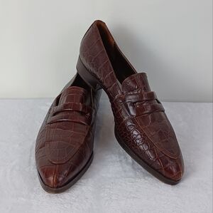 Via Spiga Leather Snake Embossed Loafer